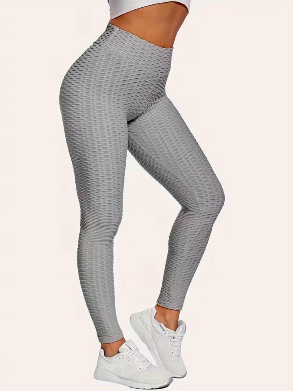 ❥ Women’s High-Waist Textured Scrunch Leggings - Gray